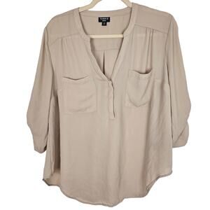 Torrid Top V Neck Top Women 00 Tan Georgette Blouse Harper Casual Top Women